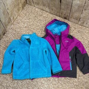L.L. Bean 4T Wildcat 3 in 1 Purple Gray & Blue Hooded Jacket